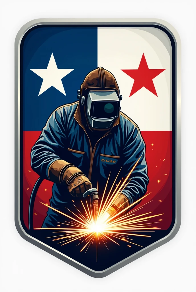 Newbie logo, name pro welding, mig welding, stick welding, chilean flag