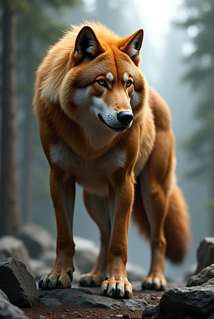 Big, strong caramel colored wolf