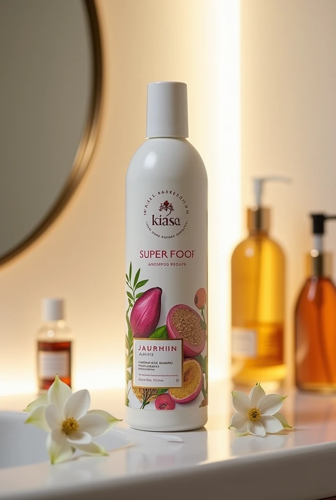 A shampoo that in its logo says açaí has quinoa, Acai oil and jasmine scent 