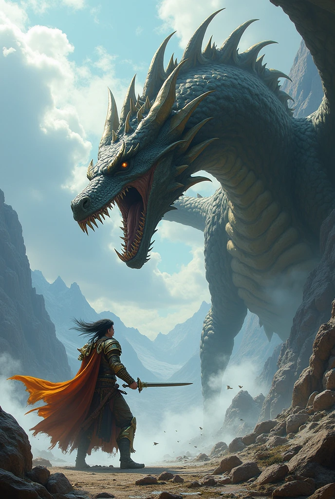 Jin Rucandel fighting a dragon