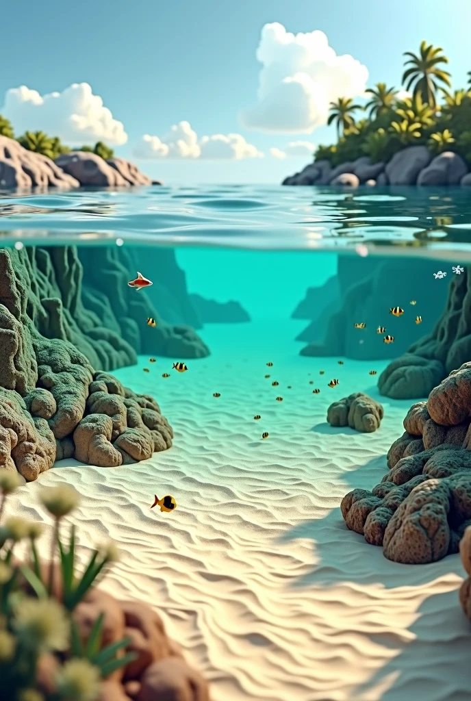 A model of a beach with the seabed
