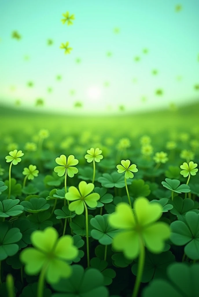 As a full background of four-leaf clovers