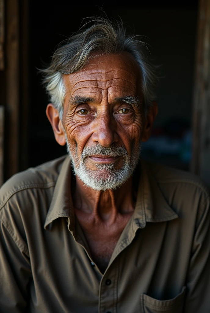 Elderly Brazilian from remote area who is blind
