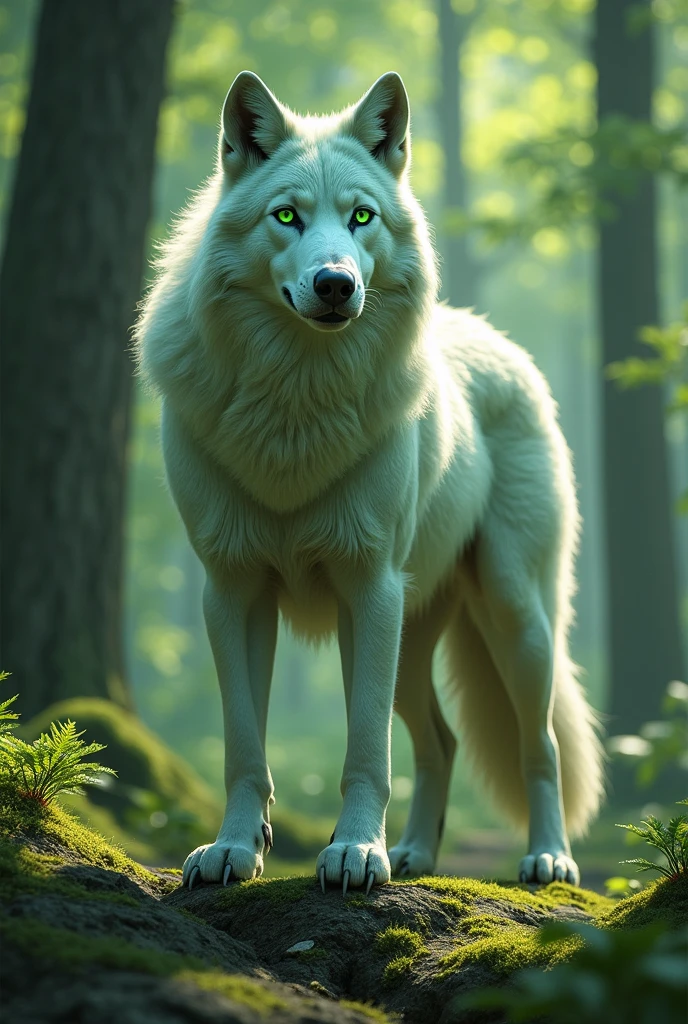 Omega wolf with light green fur 

