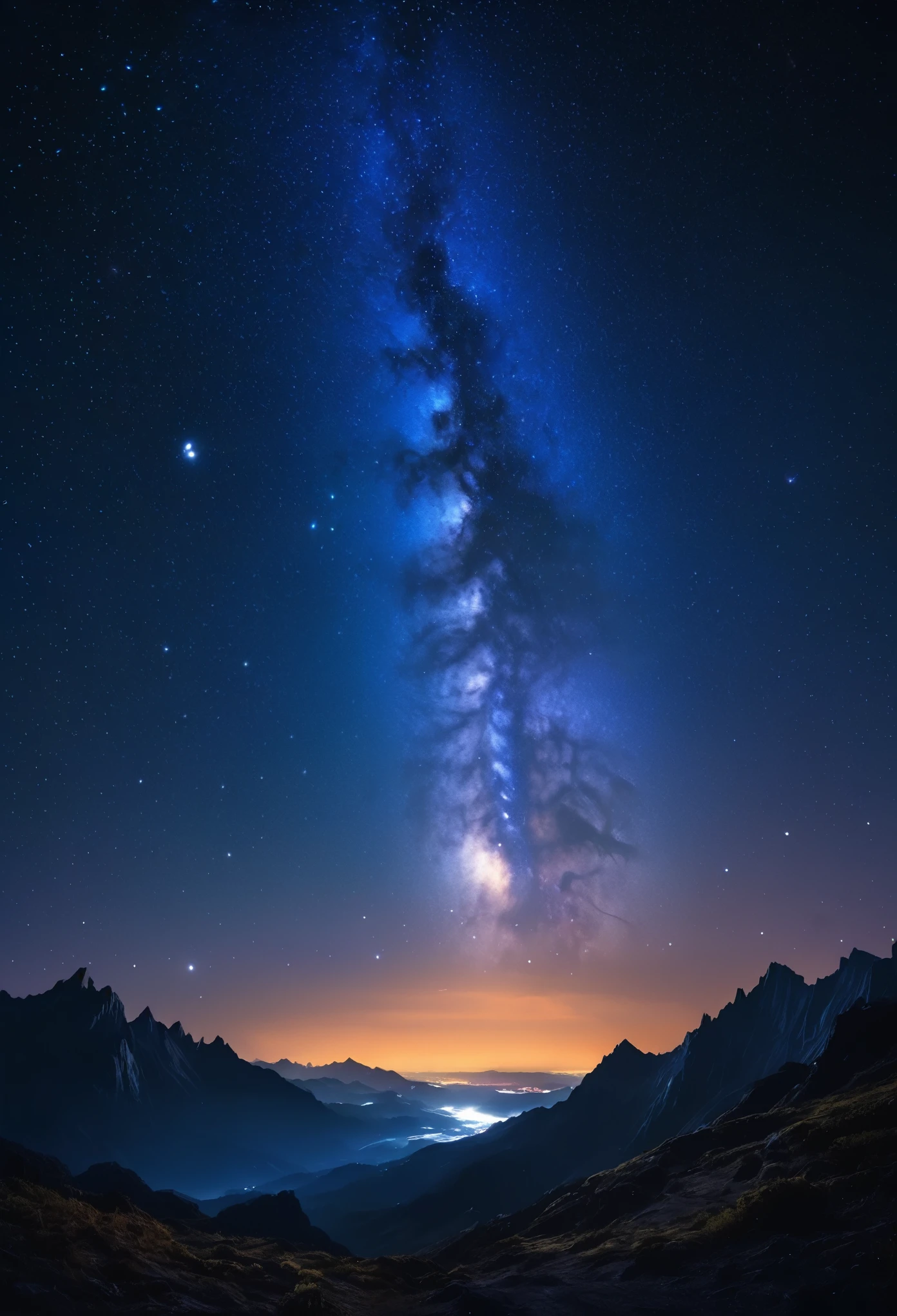 a starry night sky,night sky,stars,nebula,milky way,planets,moons,shooting stars,atmospheric lighting,dark blue sky,moonlight,mystical,fantasy,magical realism,(best quality,4k,8k,highres,masterpiece:1.2),ultra-detailed,(realistic,photorealistic,photo-realistic:1.37),cinematic lighting,dramatic lighting,dramatic contrast,intricate details,glowing stars,ethereal,dreamlike,atmospheric,serene,peaceful
