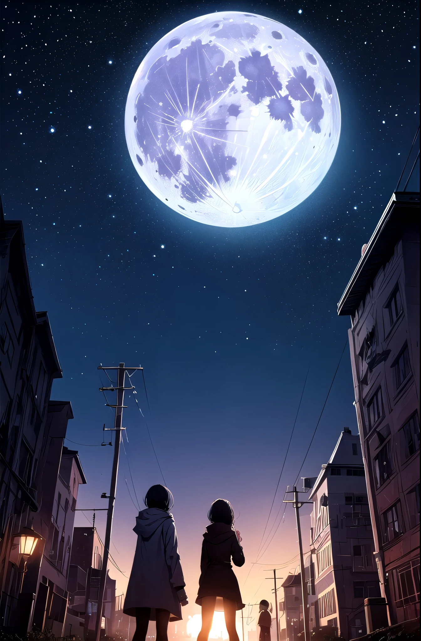full moon, night, night null,mysterious , null,star