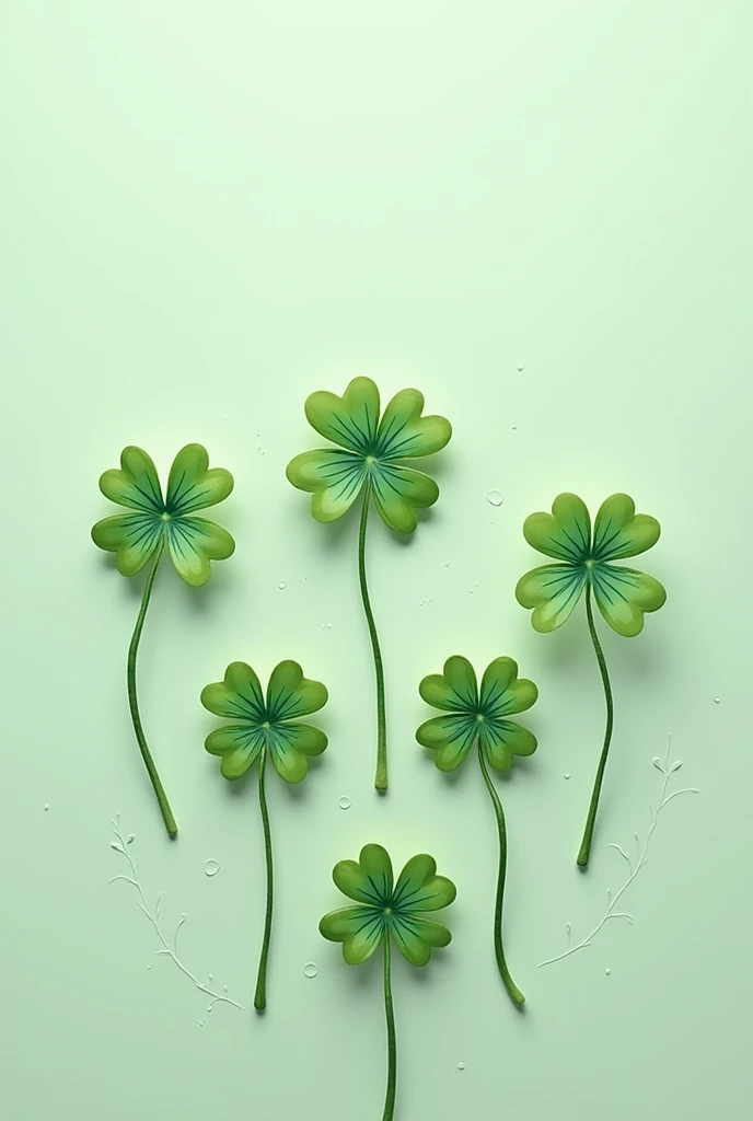 As a very simple background with a shot from above of painted four-leaf clovers 