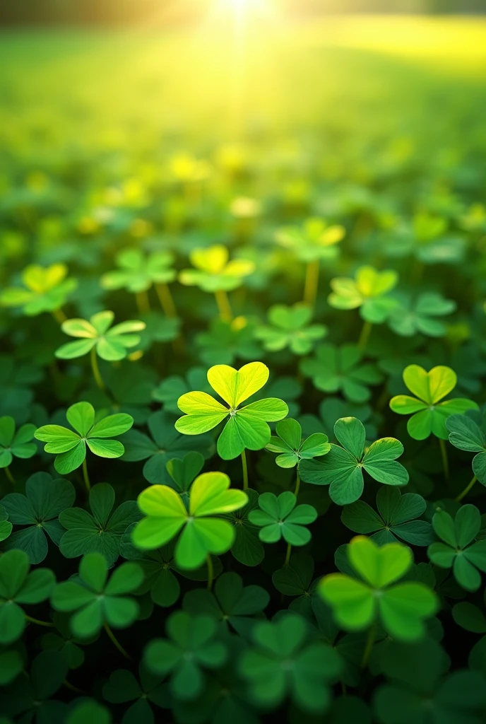As a simple background shot from above with lots of four-leaf clovers painted and blurred