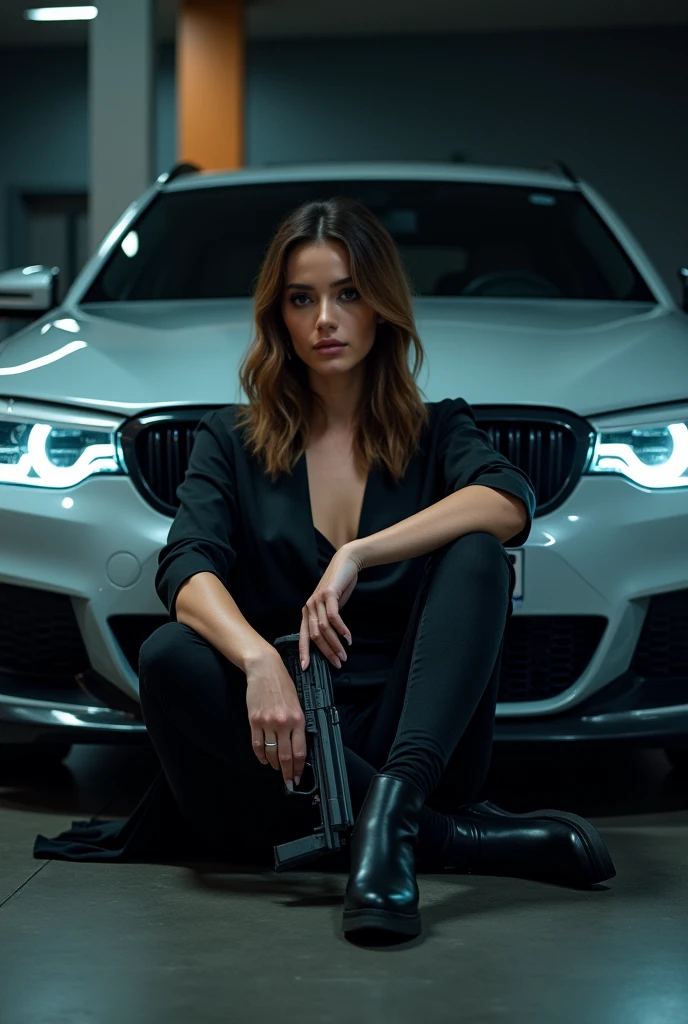 Photo of a beautiful model sitting in front of a BMW car while carrying a firearm.
Dan ada papan nama ridwangrapher