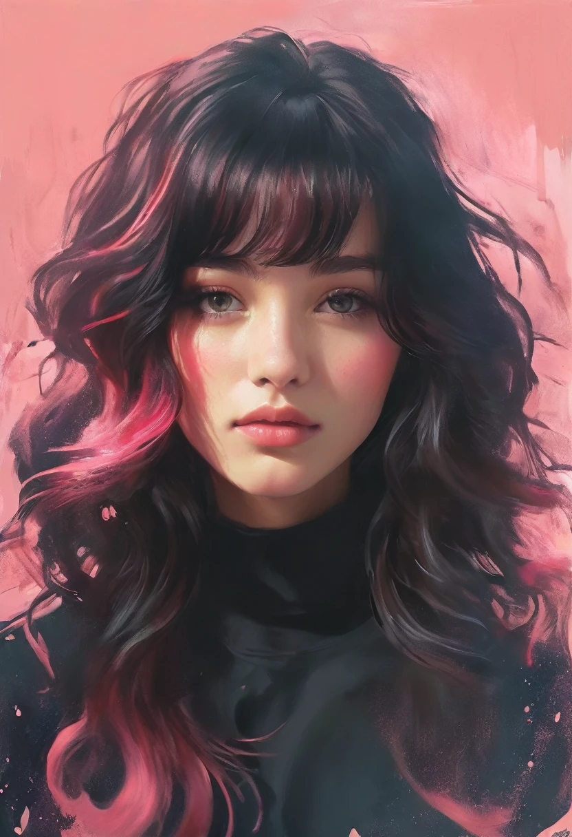 Portrait of a woman with long hair and a black shirt, Digital illustration portrait, In the art style of Bouwater, Portrait of Black Pink&#39;s Joshi, Digital Portrait, Digital Art Portrait, Realism art style, High-quality portraits, 🤤 Portrait of a Girl, Realistic art style, # The best digital paintings ever, #The best digital paintings ever, Shiny digital painting