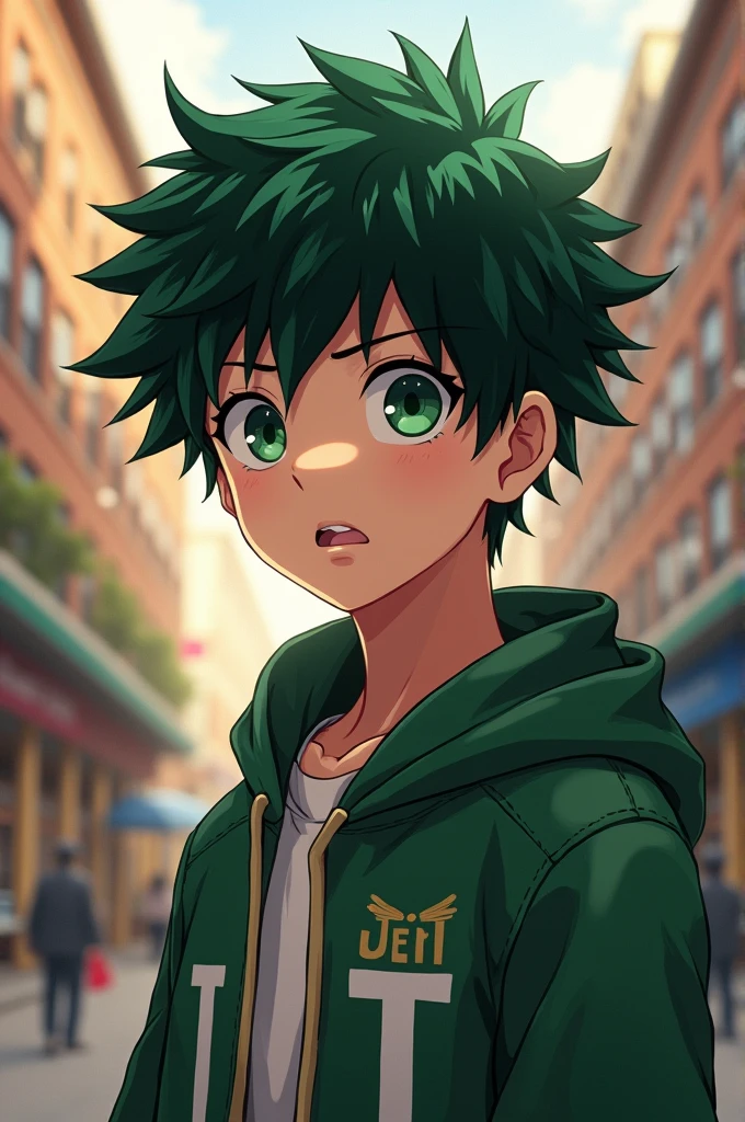 Make me an oc from baku no hero academia.
eyes : green Body color: normal color hair: coffee and texture crop cut And it is very tender, cute and masculine