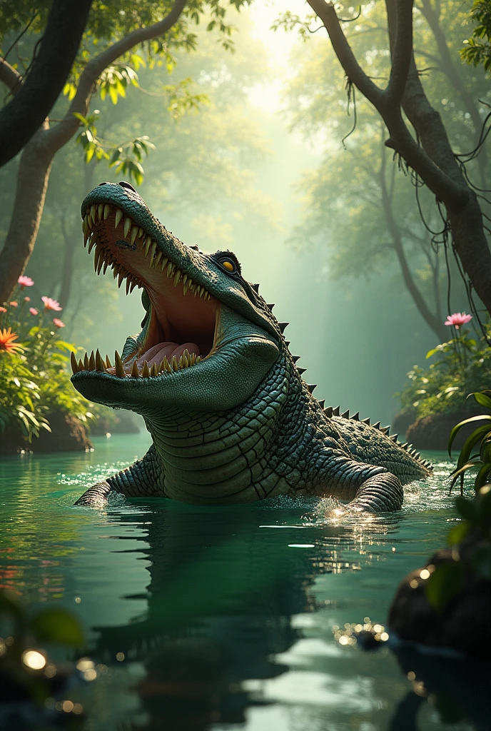 Create a picture of a crocodile for a written store " shop on"