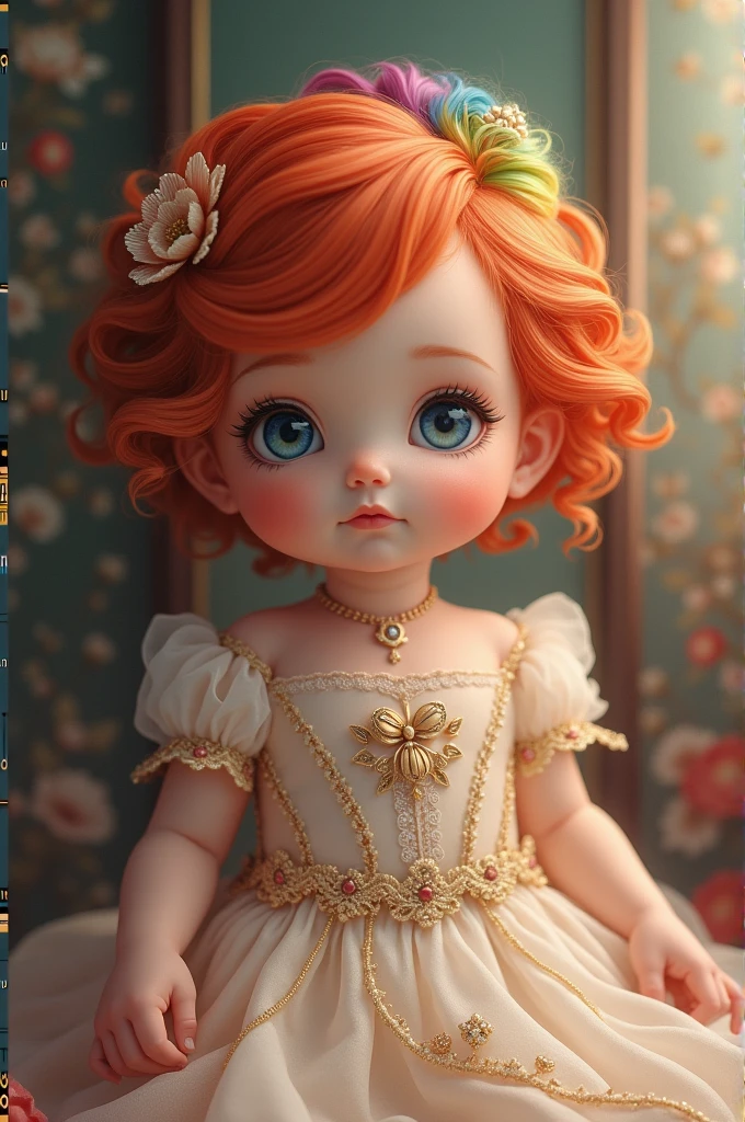  redhead blue eyes tricolor hair rainbow oriental 1 montring princess dress 