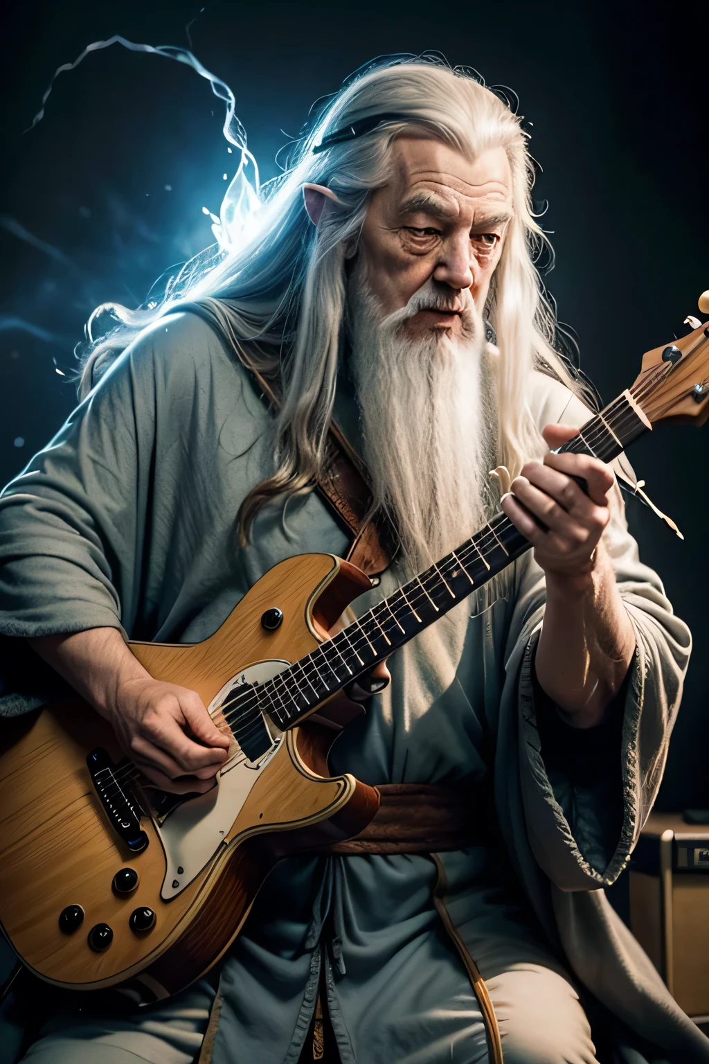 Gandalf using magic on guitar