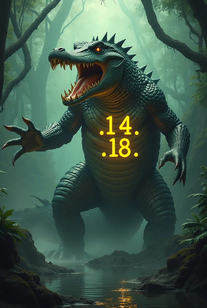 Create an image of a crocodile armed with number "14.18.12