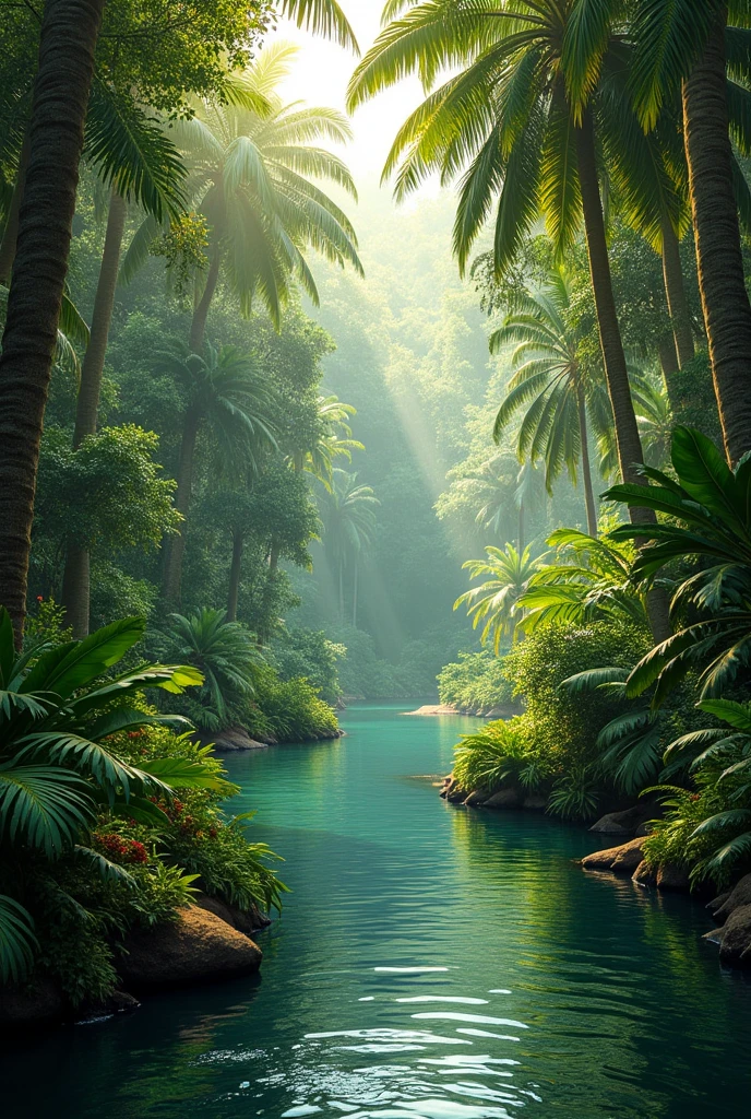 photo river, inside a tropical forest, Amazonia