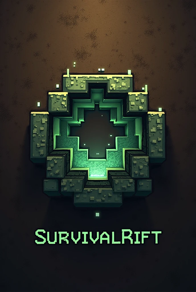 Genera un logo que tenga que ver con Minecraft que diga SurvivalRift