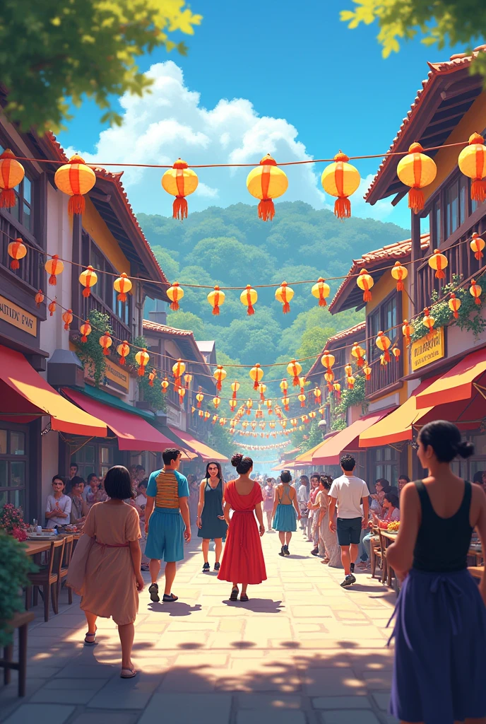 Give me an image where the custom of my town is written with bright colors in the background