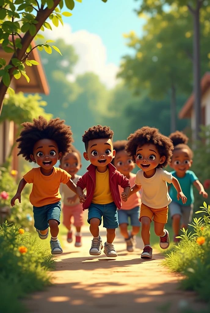 Black children playing in a group