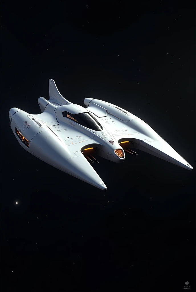 A spaceship that looks like a catamaran