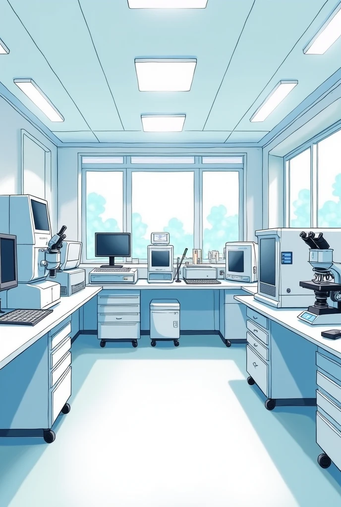I need a simple drawing of the Hematology area that includes Hematology analyzers and microscopes.