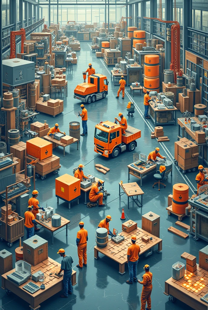 Collage of production of goods and services