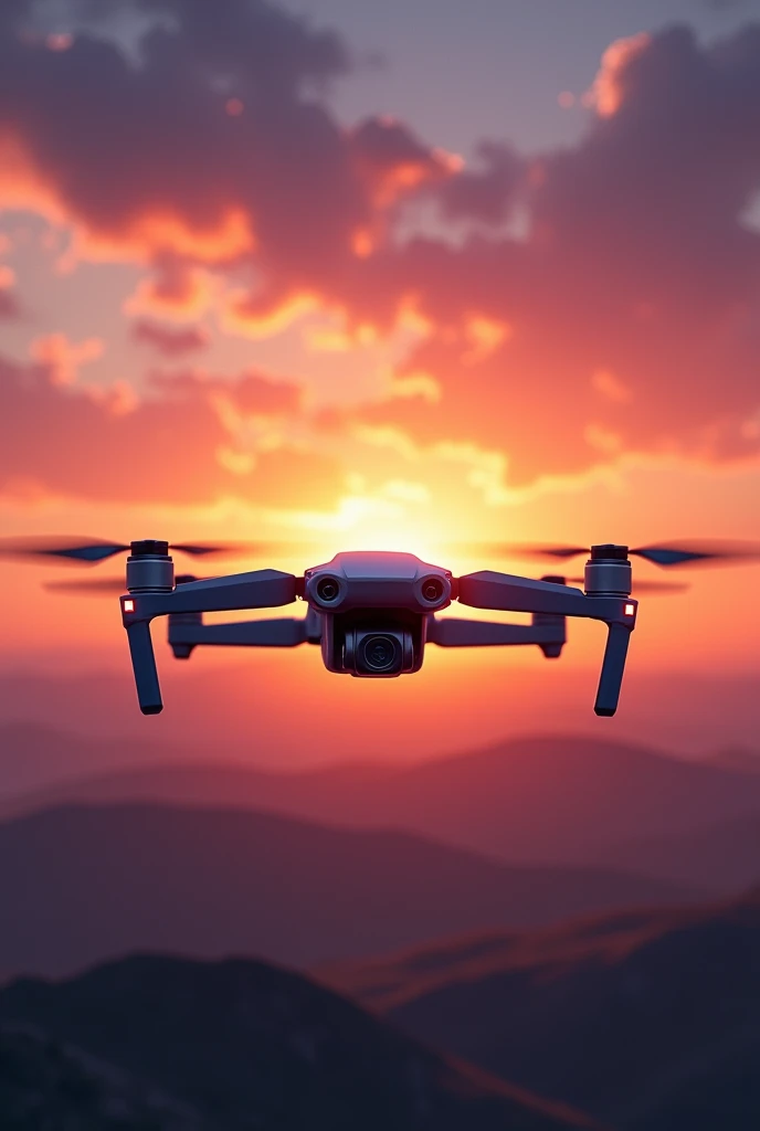 Create logo for dji mini 3 pro with drone image and realistic sunset image