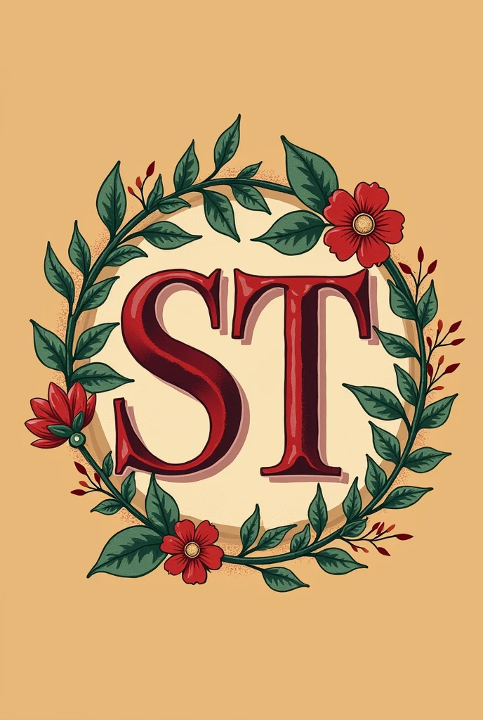 Gift shop logo with name "st Detalles con amor" in Spanish. that the name goes with another type of letter and everything in capital letters especially "st"