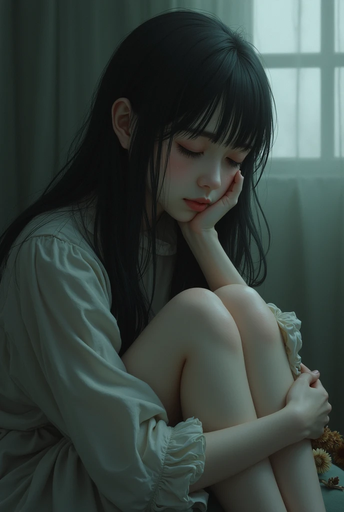 Generate sad girl pose