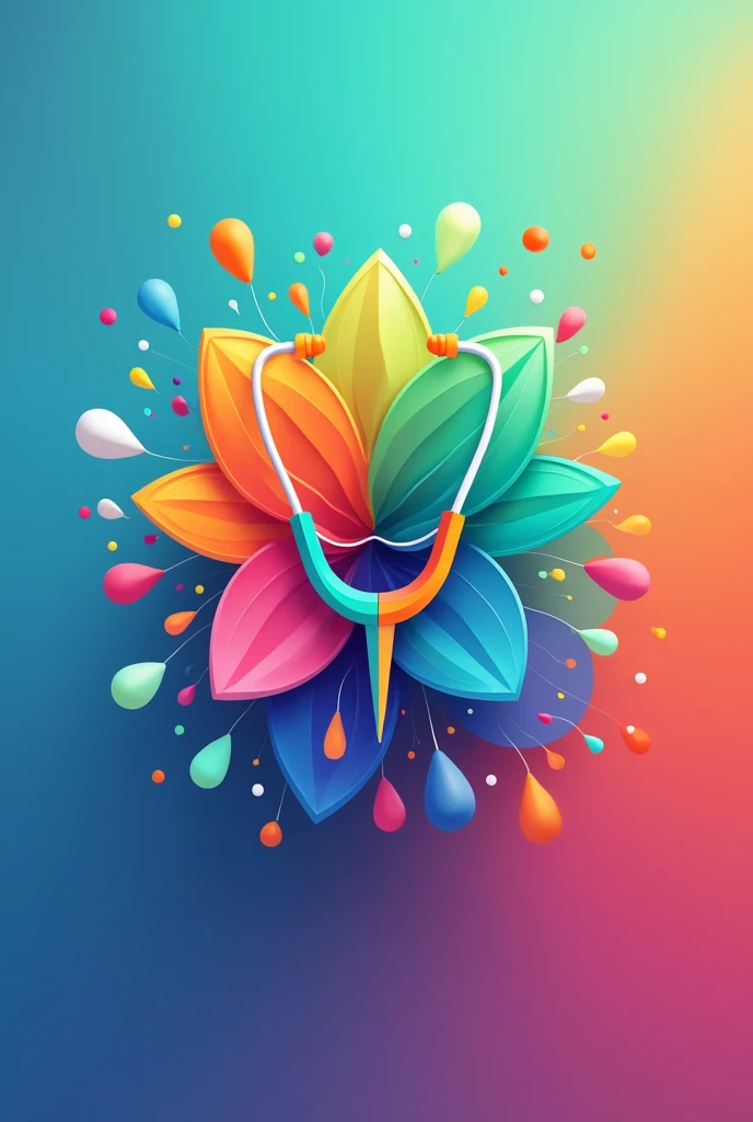 Design a vibrant and psychologically appealing logo for a health and wellness brand. The color scheme should be bright and engaging to attract potential customers and enhance sales. Incorporate a random object relevant to the medical field, such as a stethoscope, to emphasize the brand's focus on healthcare."