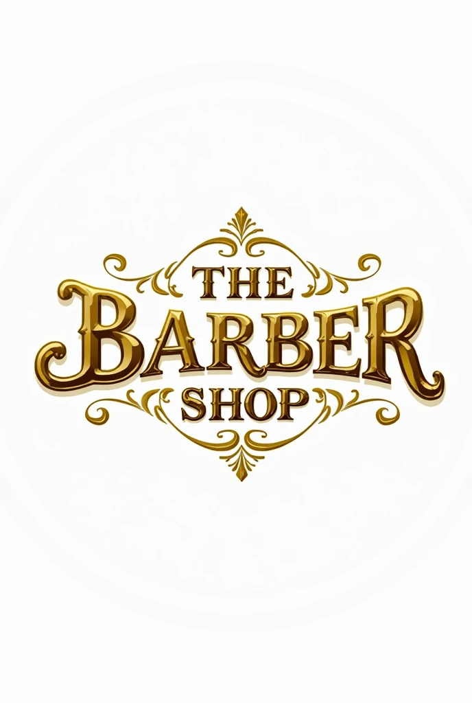 Golden letters with the phrase: THE BARBER SHOP By Fraga, White background