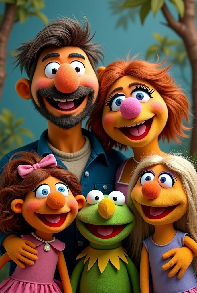 Muppet family dad mom and 2 daughters