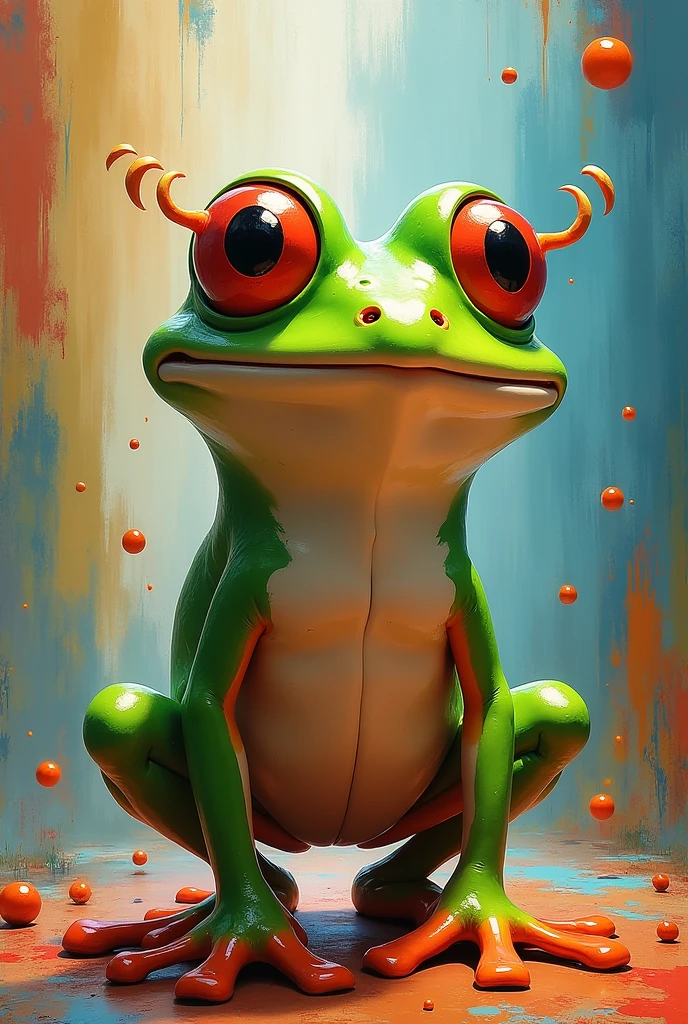 create the image of a frog, This frog is very crazy, much crazier