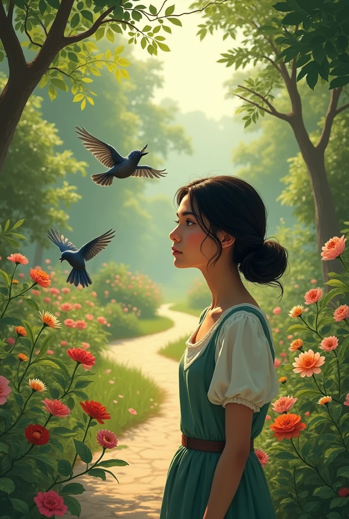 Maya loved birds, and often went to the garden to watch them.**