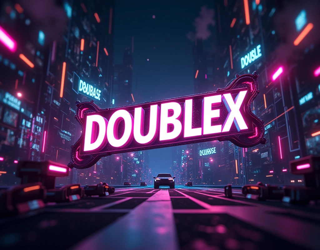 image with the name Doublex in the center with gamer effects. for 15 screens.6