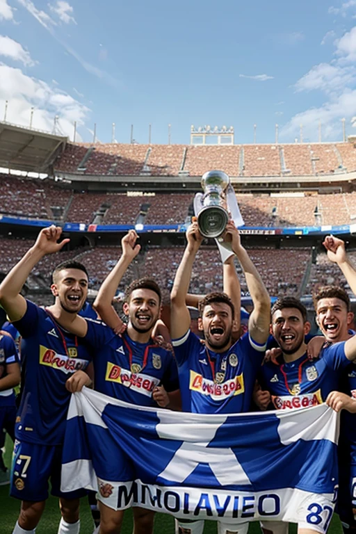 Spanish league champion Alavés football team celebrating winning a championship