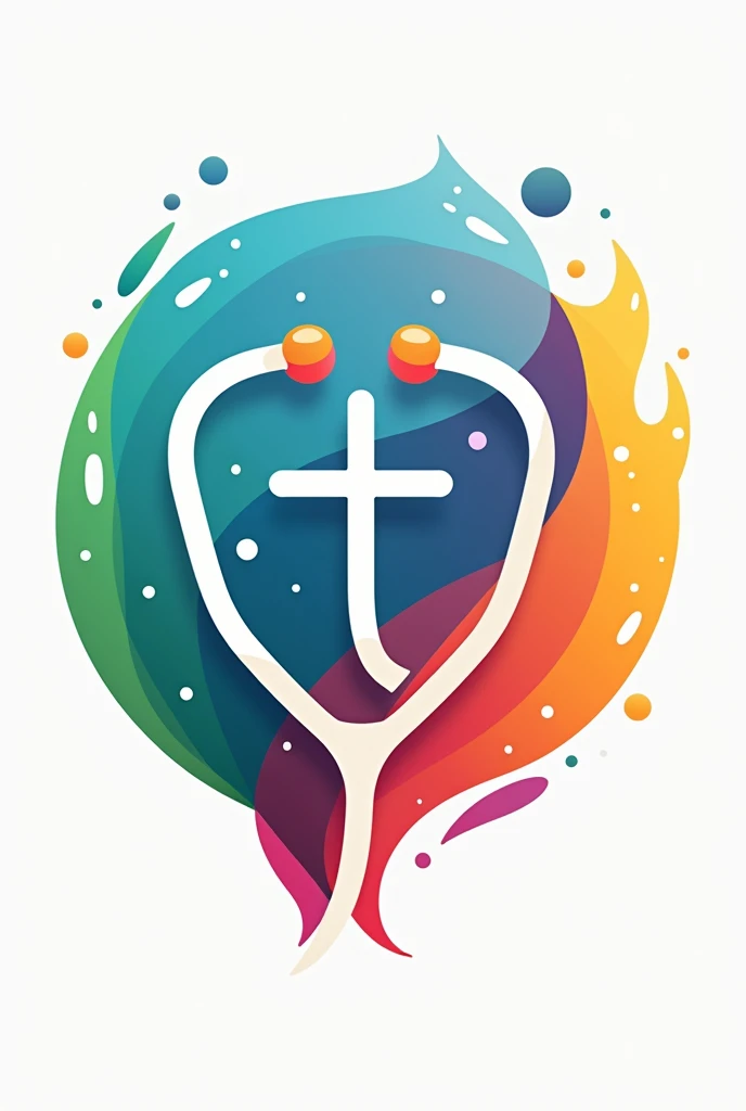 Design a vibrant and psychologically appealing logo for a health and wellness brand. The color scheme should be bright and engaging to attract potential customers and enhance sales. Incorporate a random object relevant to the medical field, such as a stethoscope, to emphasize the brand's focus on healthcare."