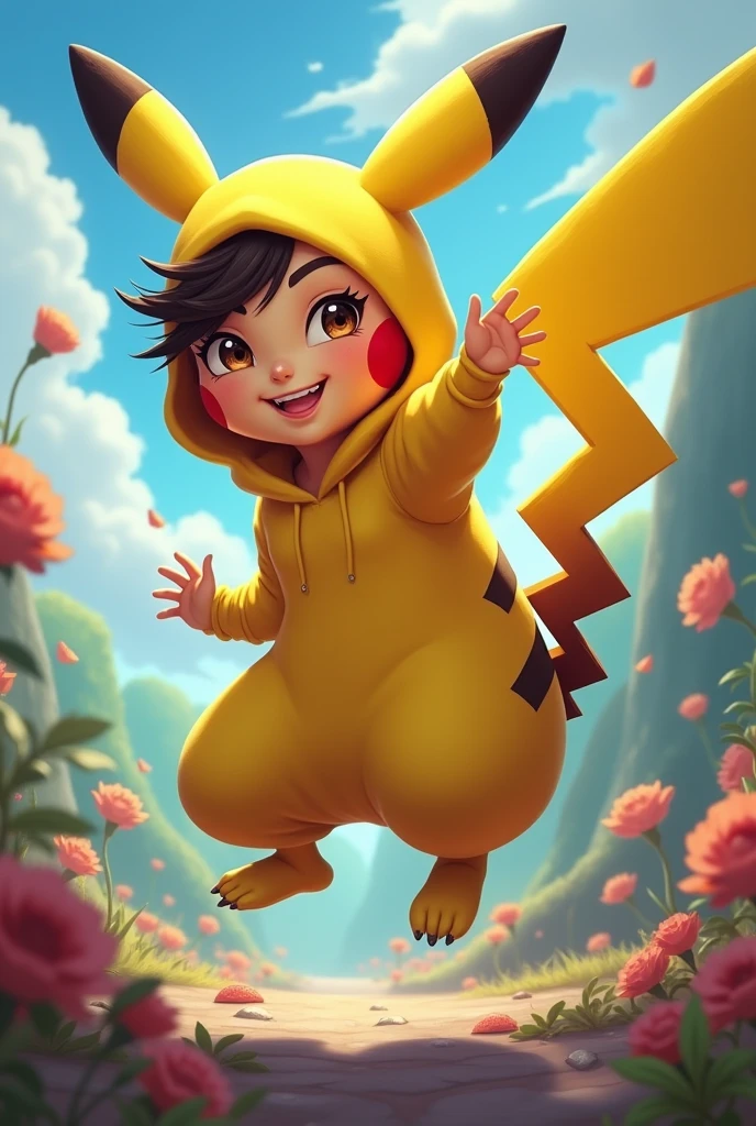 Melissa Mobile legends con traje de pikachu