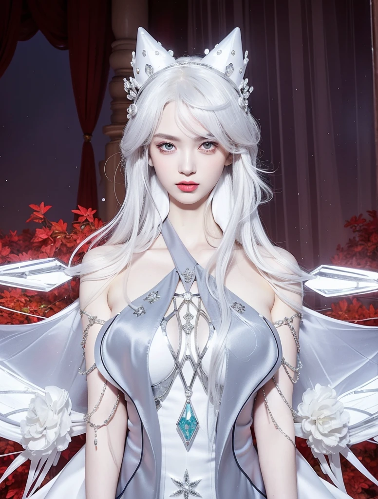 Imperial sister,Exquisite eyes,Snow Queen,Put the crown on your head,Detailed facial expressions body,Tall and big,number,Leg length,4K,HD,meat,White translucent lace,Fair and plump figure,Pretty Face,Little cherry mouth,Beautiful and delicious(3D Royal Sisters),Glossy Gel Coat,Vampire Queen in luxurious robes,Crystal Gem Crown,Ultra-clear portrait photos(8k),Dark eyeshadow,Ice Princess
