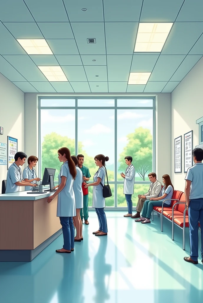 I need a simple drawing to be able to draw the reception of outpatients in a clinical laboratory