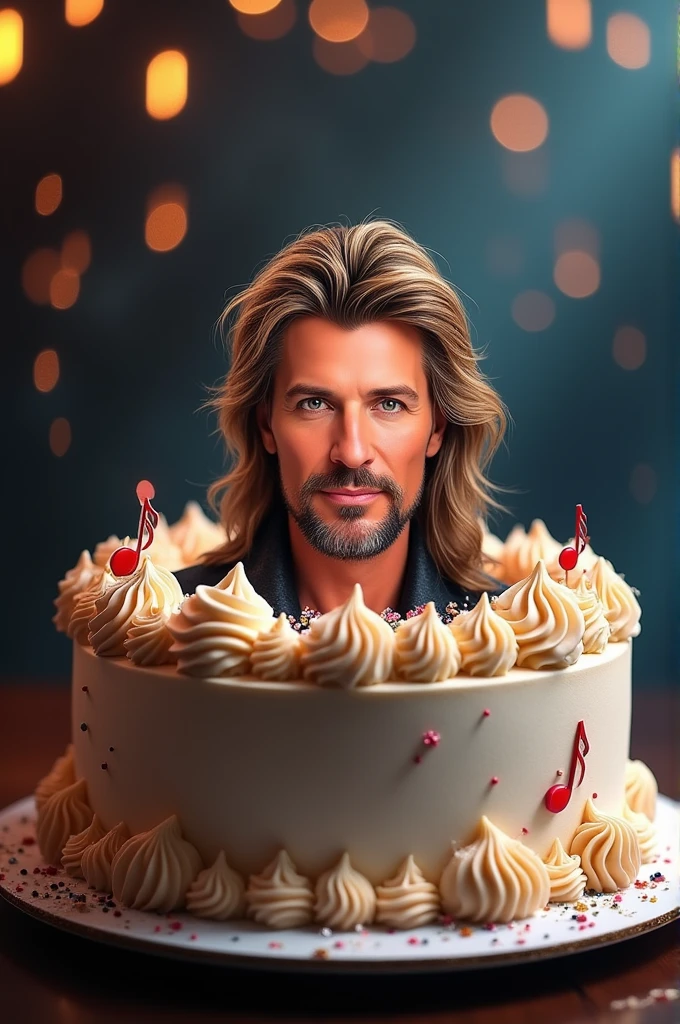Cake with a Jon Bon Jovi adorning the center