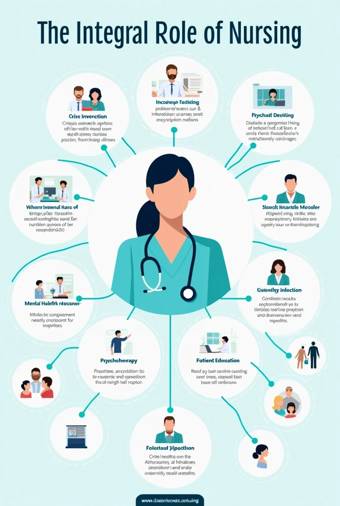 Easy to understand conceptual map on the role of nursing in mental health and psychiatry