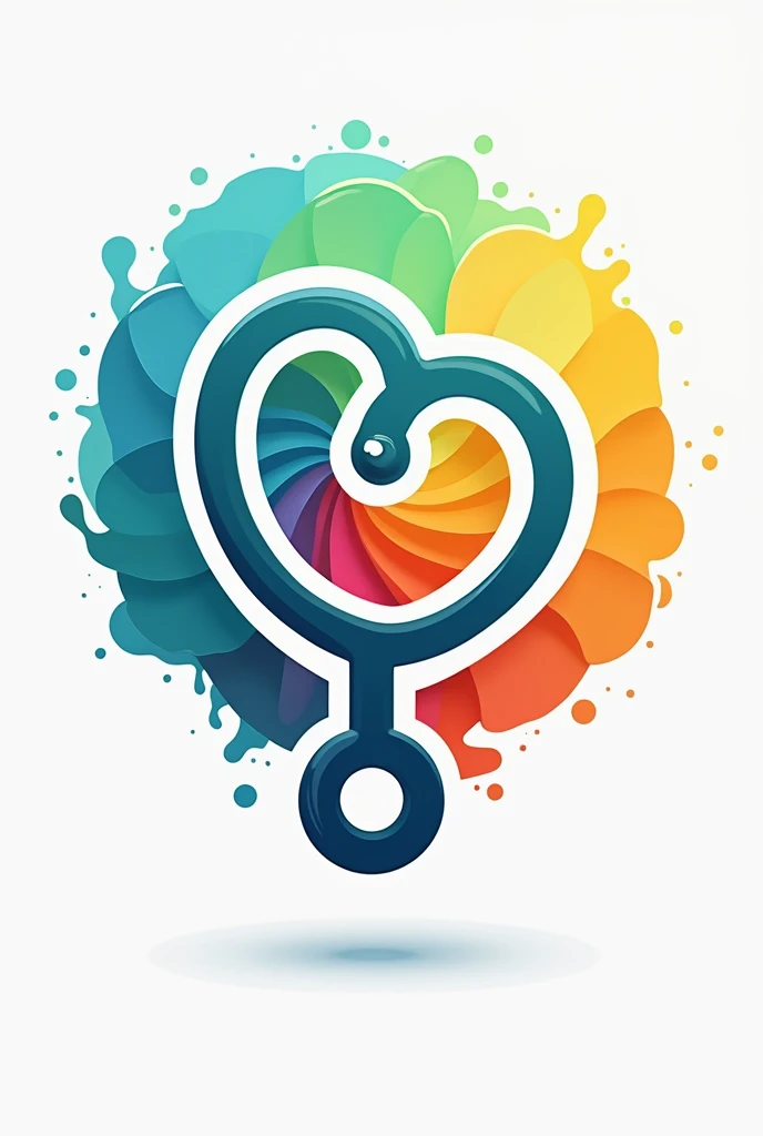 Design a vibrant and psychologically appealing logo for a health and wellness brand. The color scheme should be bright and engaging to attract potential customers and enhance sales. Incorporate a random object relevant to the medical field, such as a stethoscope, to emphasize the brand's focus on healthcare."