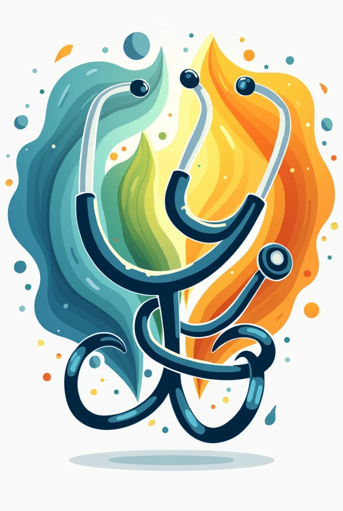 Design a vibrant and psychologically appealing logo for a health and wellness brand. The color scheme should be bright and engaging to attract potential customers and enhance sales. Incorporate a random object relevant to the medical field, such as a stethoscope, to emphasize the brand's focus on healthcare."