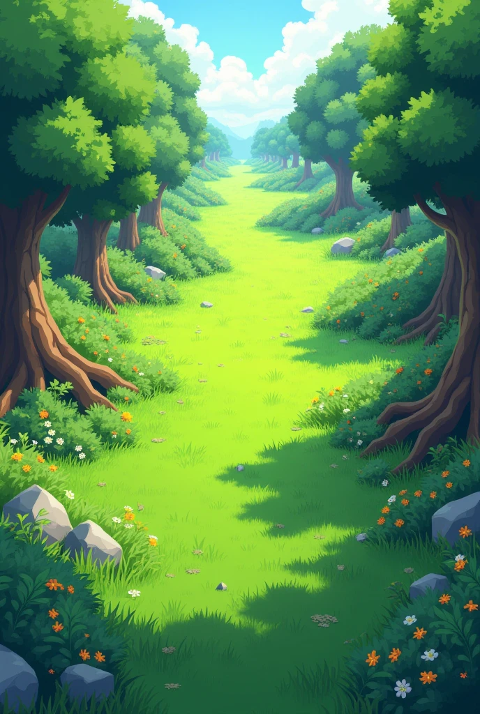 Create an image of grass seen from above with rpg style