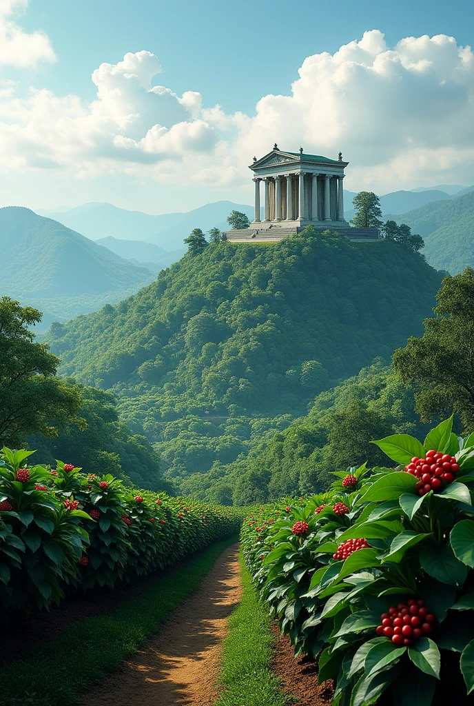Many coffee plantations in the surroundings of Cide do this and the mausoleum at the top of the hill