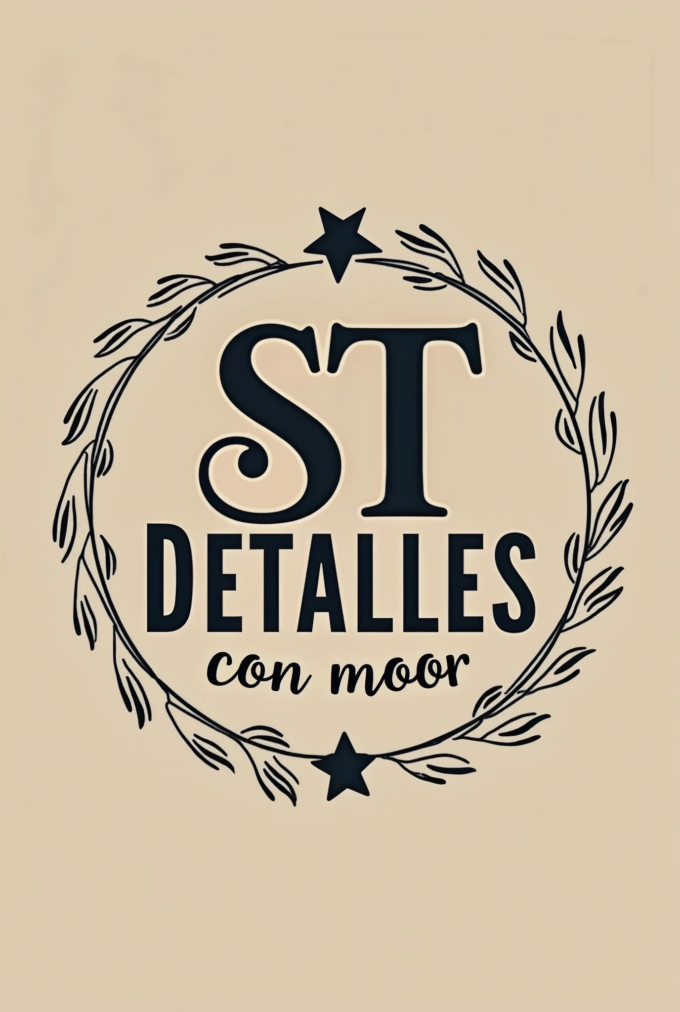 Gift shop logo with name "ST Details with love" in Spanish. that the name goes with another type of letter and all in capital letters