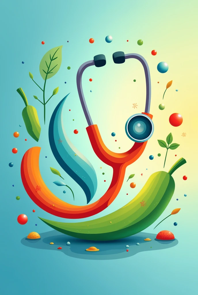 Design a vibrant and psychologically appealing logo for a health and wellness brand. The color scheme should be bright and engaging to attract potential customers and enhance sales. Incorporate a random object relevant to the medical field, such as a stethoscope, to emphasize the brand's focus on healthcare."