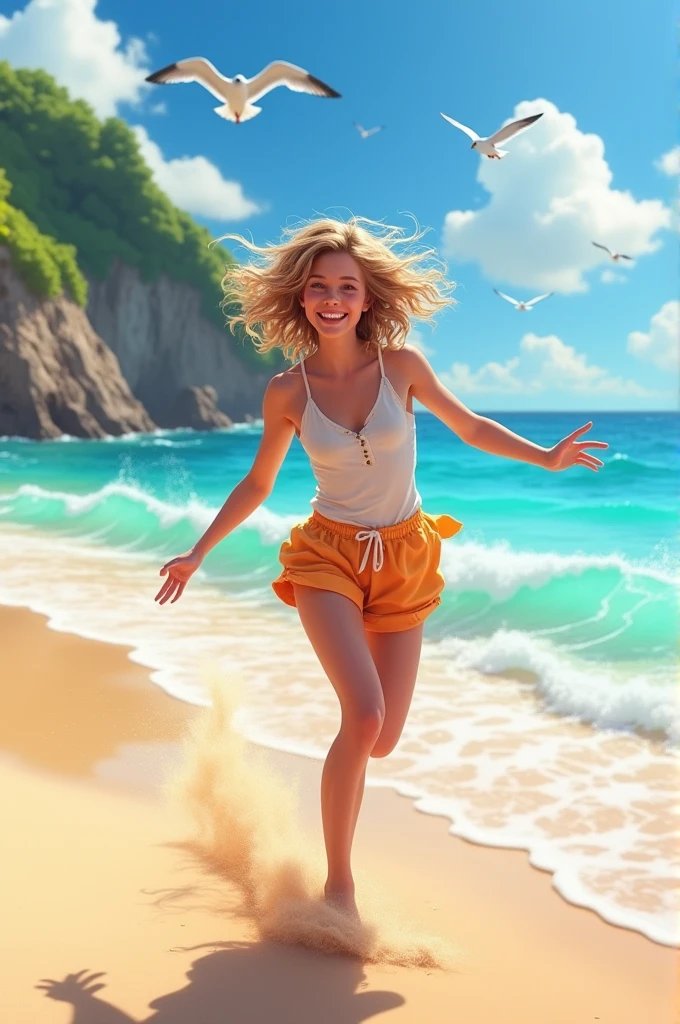 This girl having fun on the beach