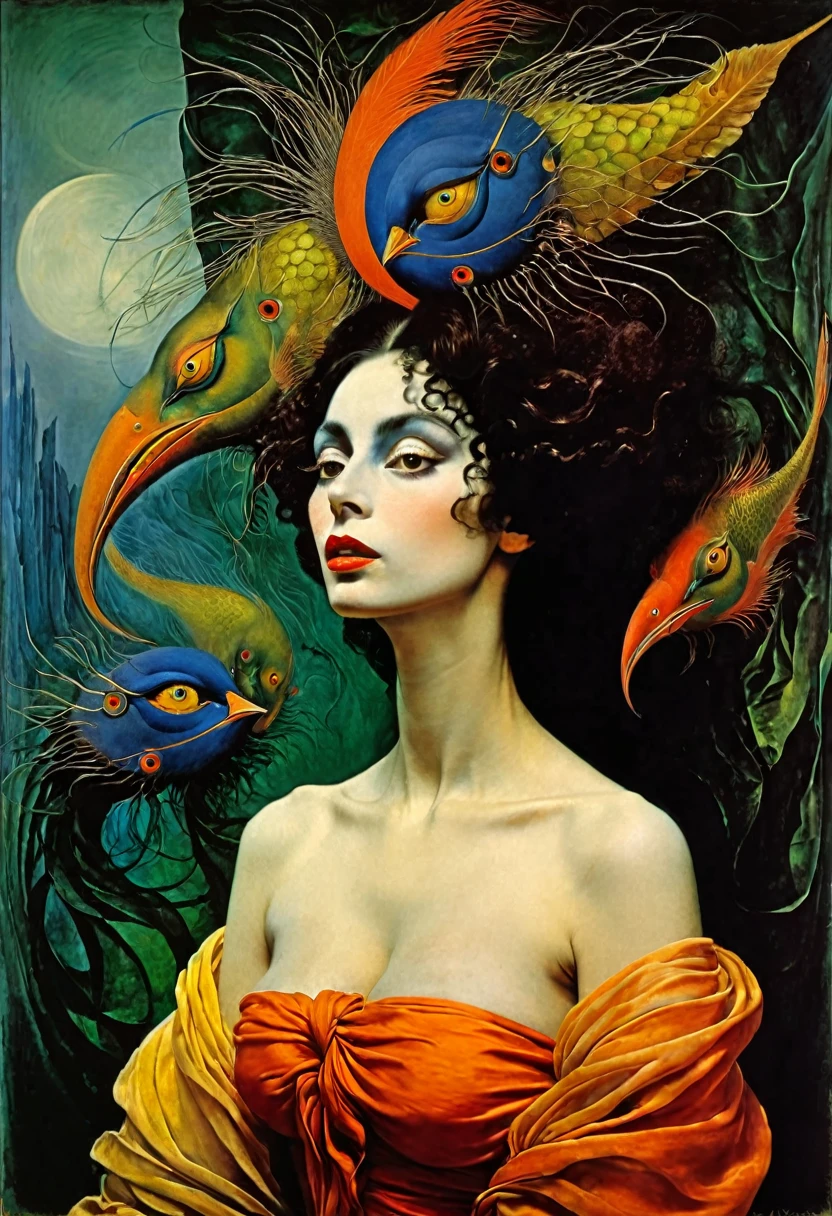 The artwork fuses by Leonor Fini and Max Ernst. big night of fatigue pursuing sembah amarah 